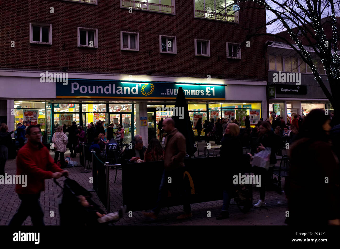 poundland discount shop in the city of canterbury kent uk december 2015 Stock Photo