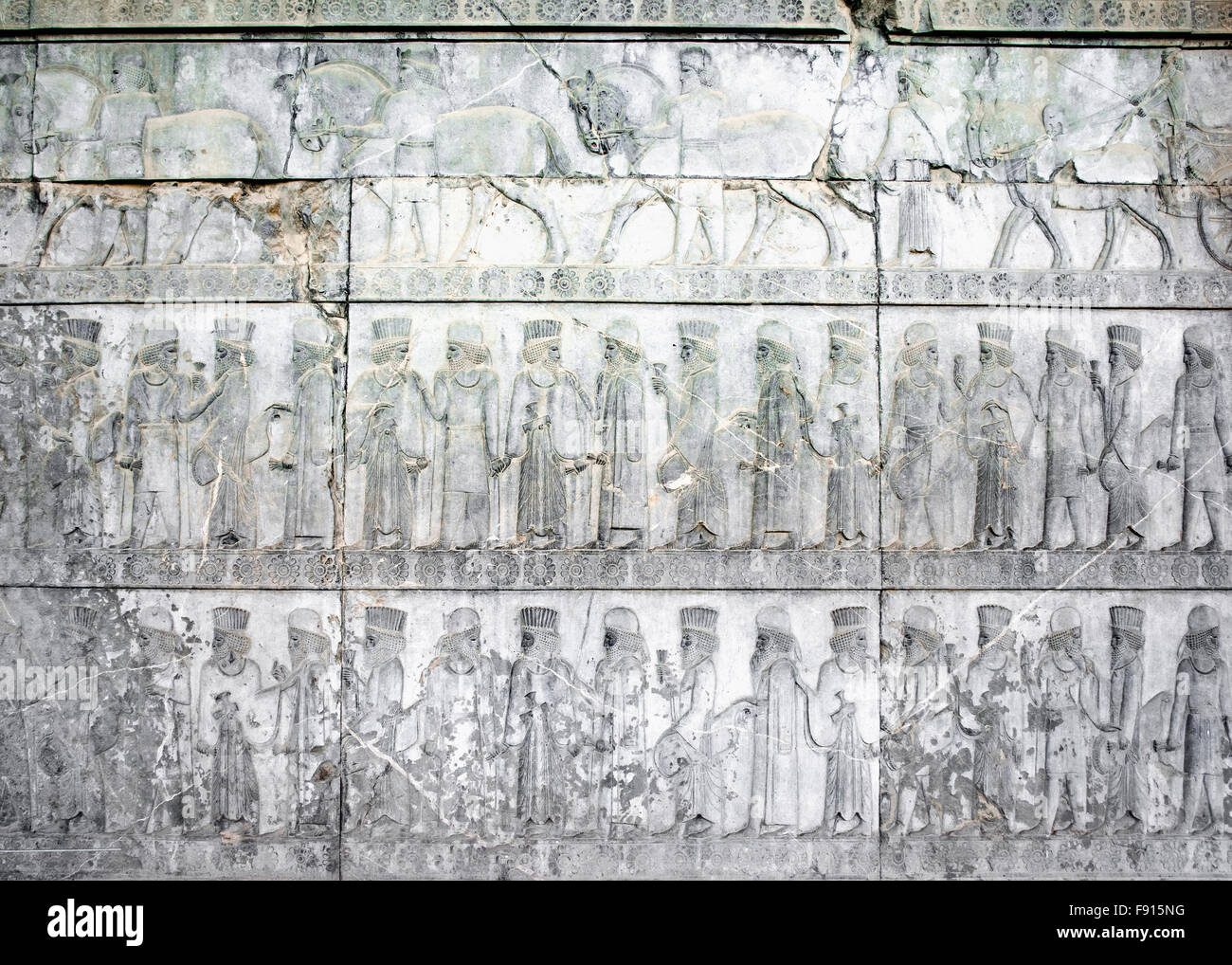 Apadana eastern staircase, Medians and Persians united in friendship, Persepolis, Iran Stock Photo