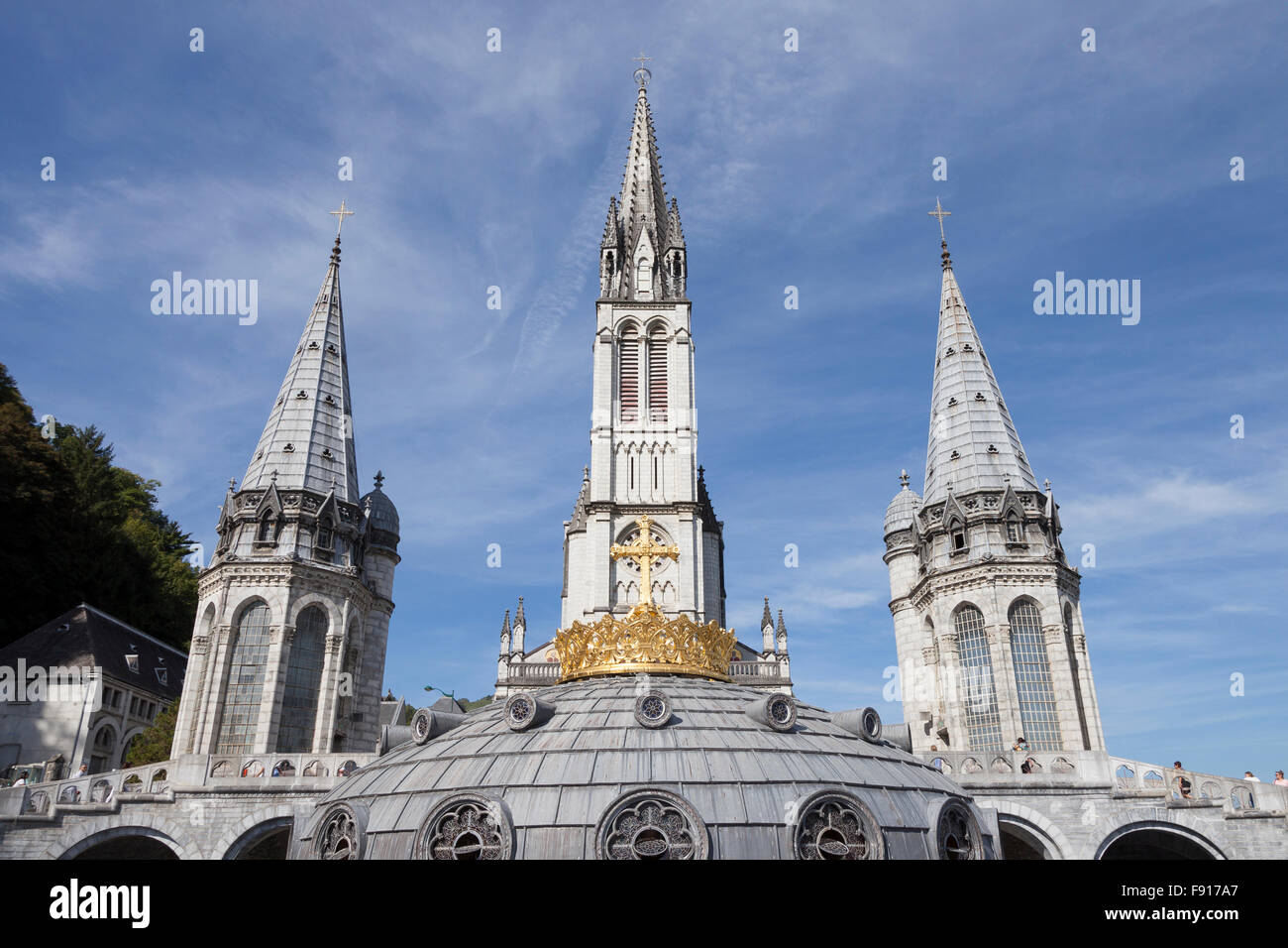 Rosary Basilica and Upper Basilica of the Sanctuary of Our Lady of Lourdes Stock Photo