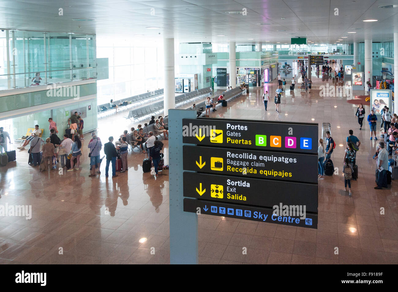 Departure gates at Barcelona–El Prat Airport, El Prat de Llobregat, Baix Llobregat County, Catalonia, Spain Stock Photo