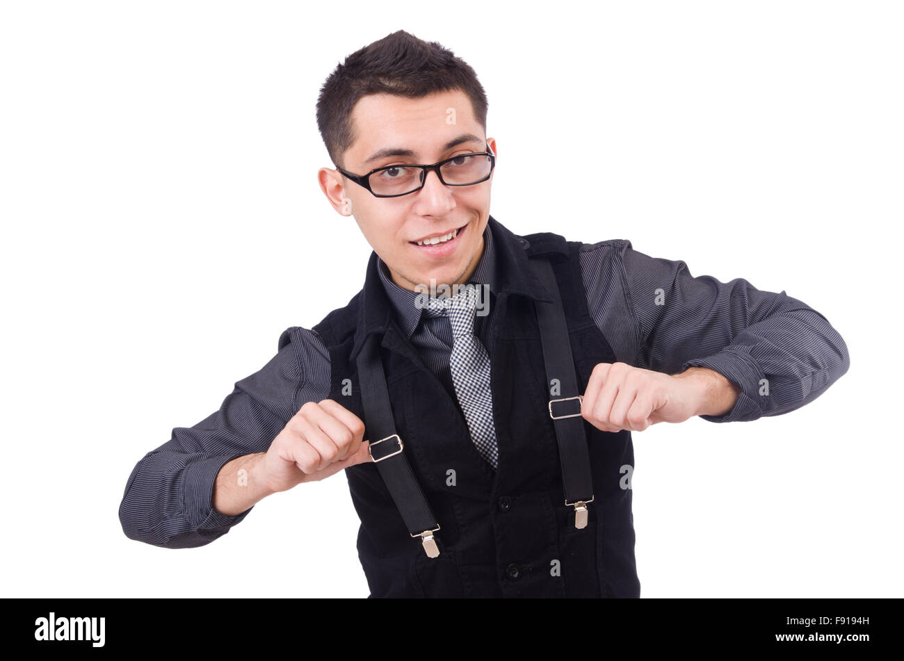 A young man wearing suit isolated on white Stock Photo - Alamy