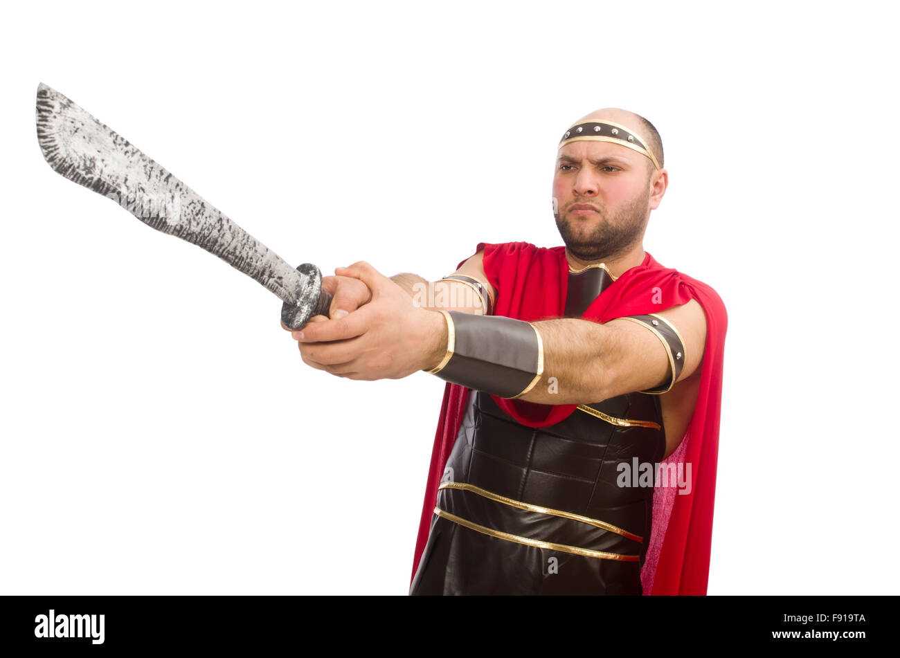 Gladiator holding sword isolated on white Stock Photo - Alamy
