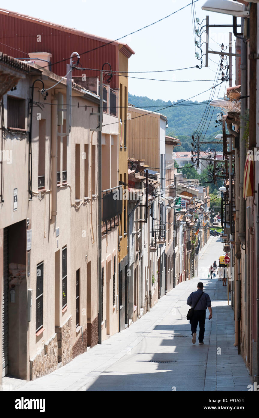 Narrow street, Tordera, Maresme County, Province of Barcelona, Catalonia, Spain Stock Photo
