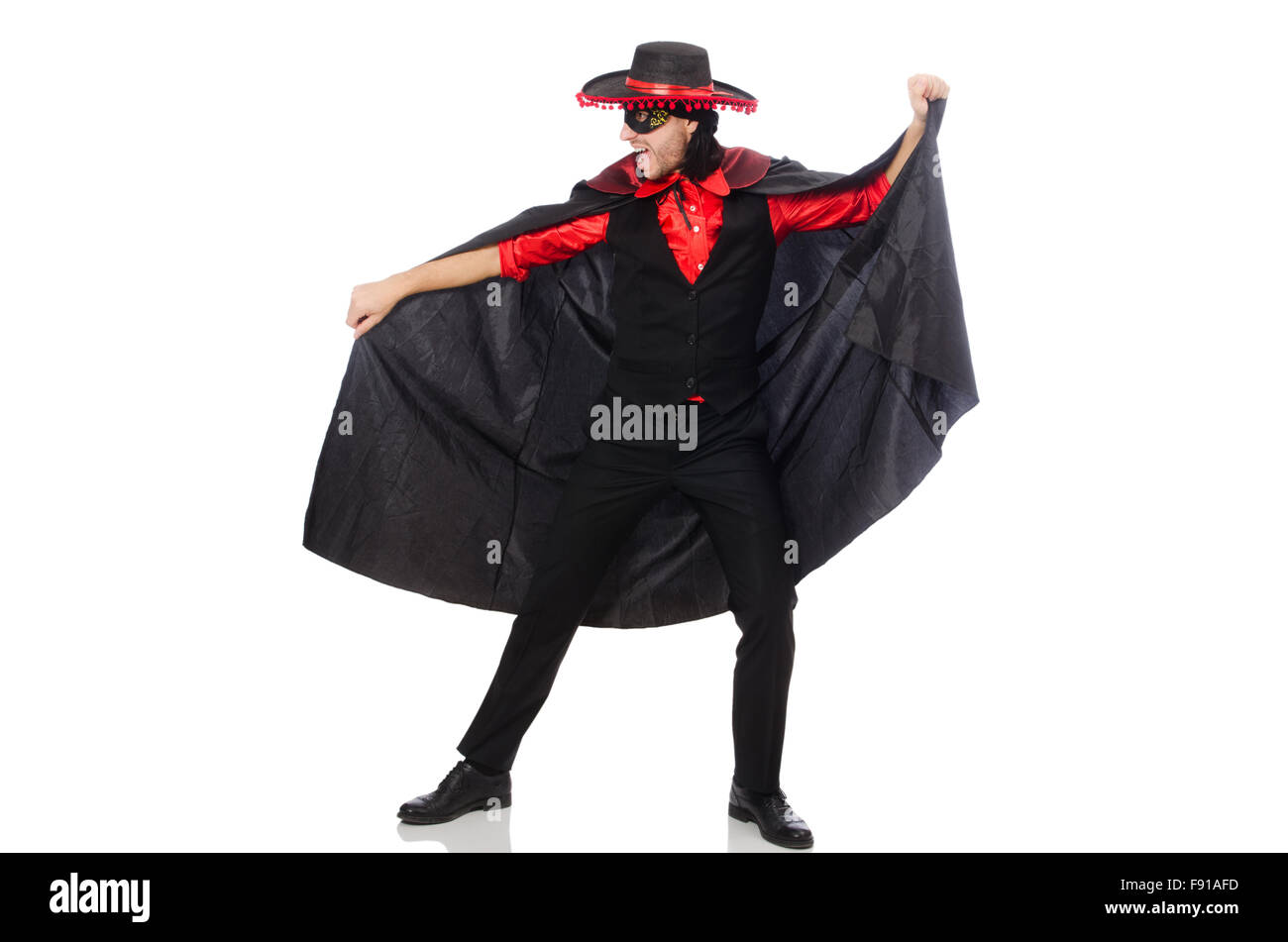 Young man in carnival coat isolated on white Stock Photo - Alamy