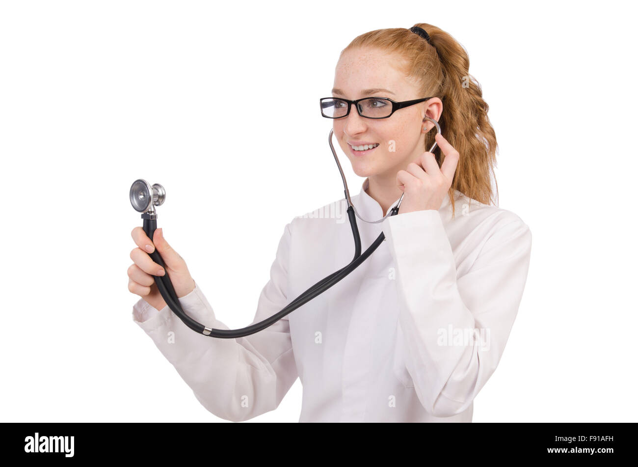 Young woman doctor isolated on white Stock Photo - Alamy