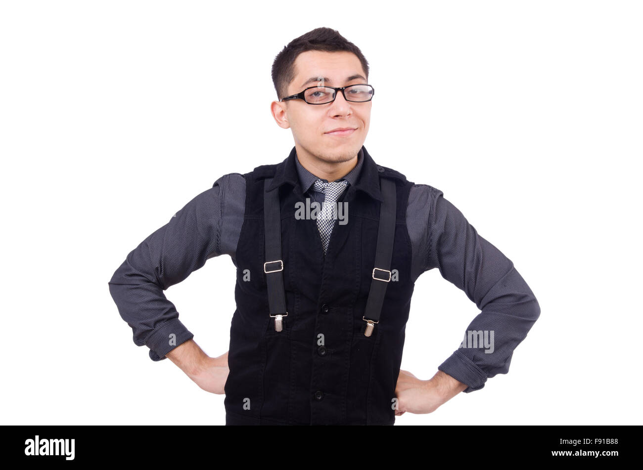 A young man wearing suit isolated on white Stock Photo - Alamy