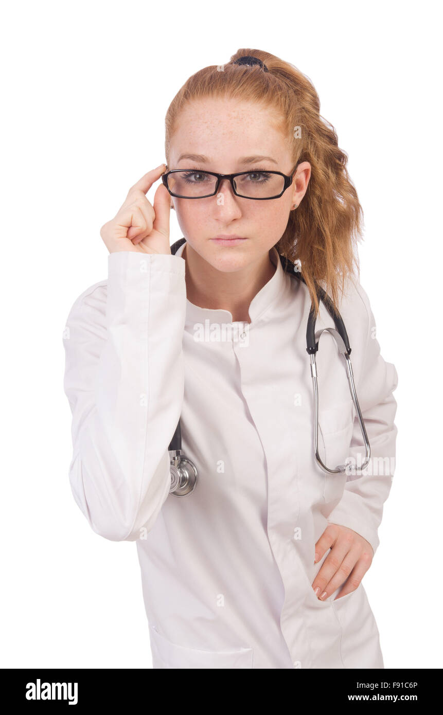 Young woman doctor isolated on white Stock Photo - Alamy