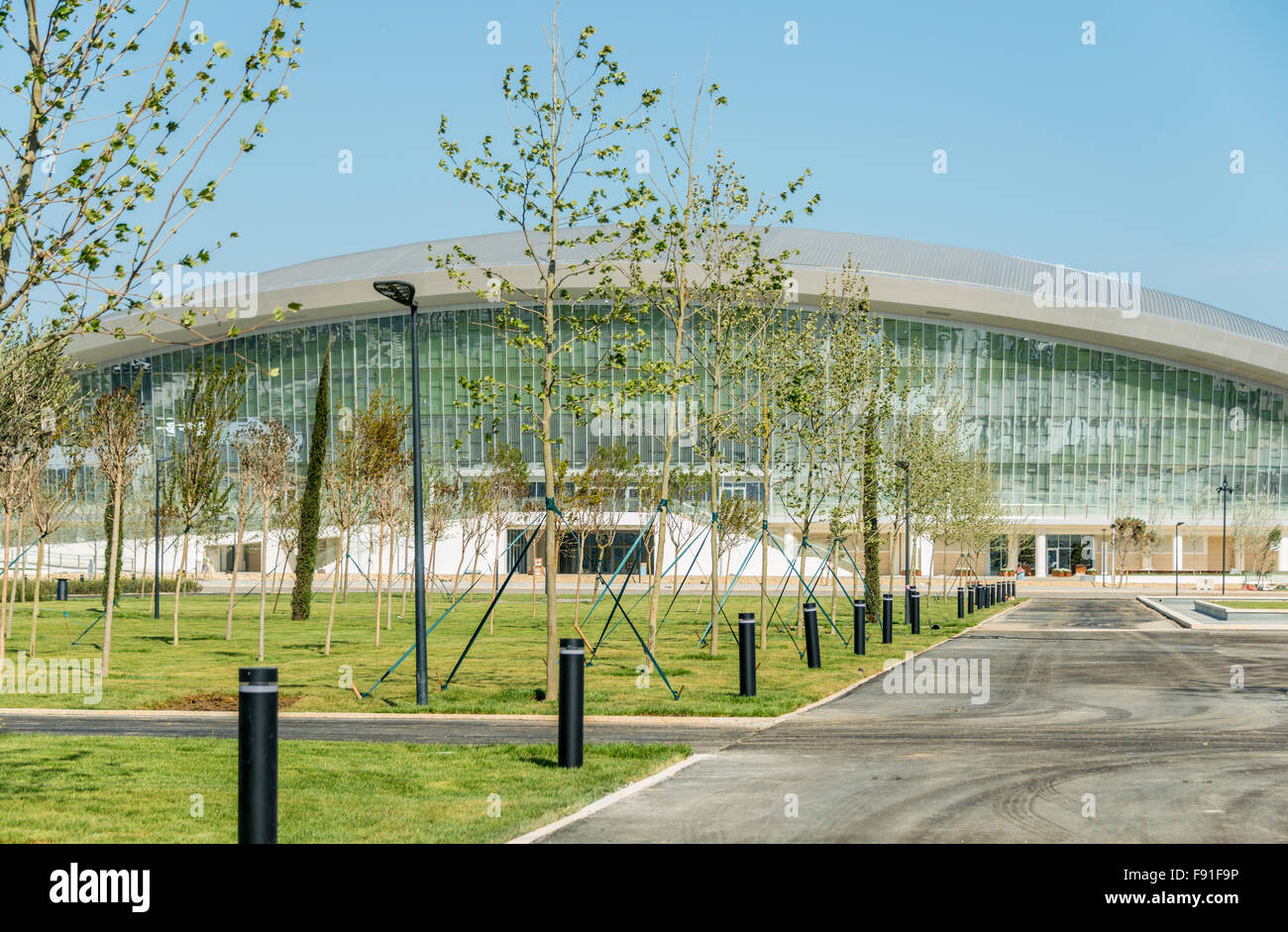 BAKU - MAY 10, 2015: Baku Aquatics center on May 10 in BAKU, Azerbaijan. Baku Azerbaijan will host the first European Games Stock Photo
