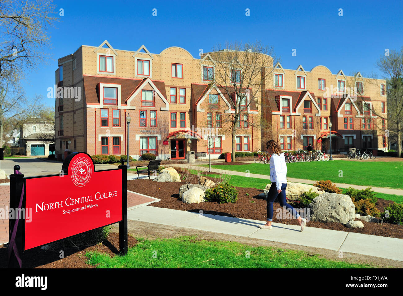 Colorful and modern residence halls at North Central College in Naperville, Illinois, USA. Stock Photo