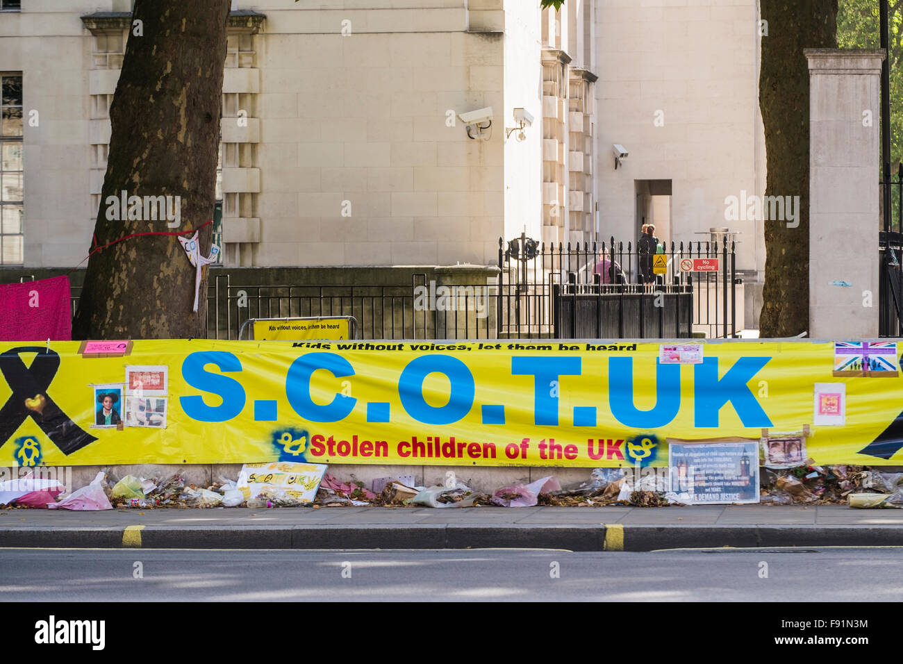 Stolen children of the U.K. banner, London, England, U.K. Stock Photo