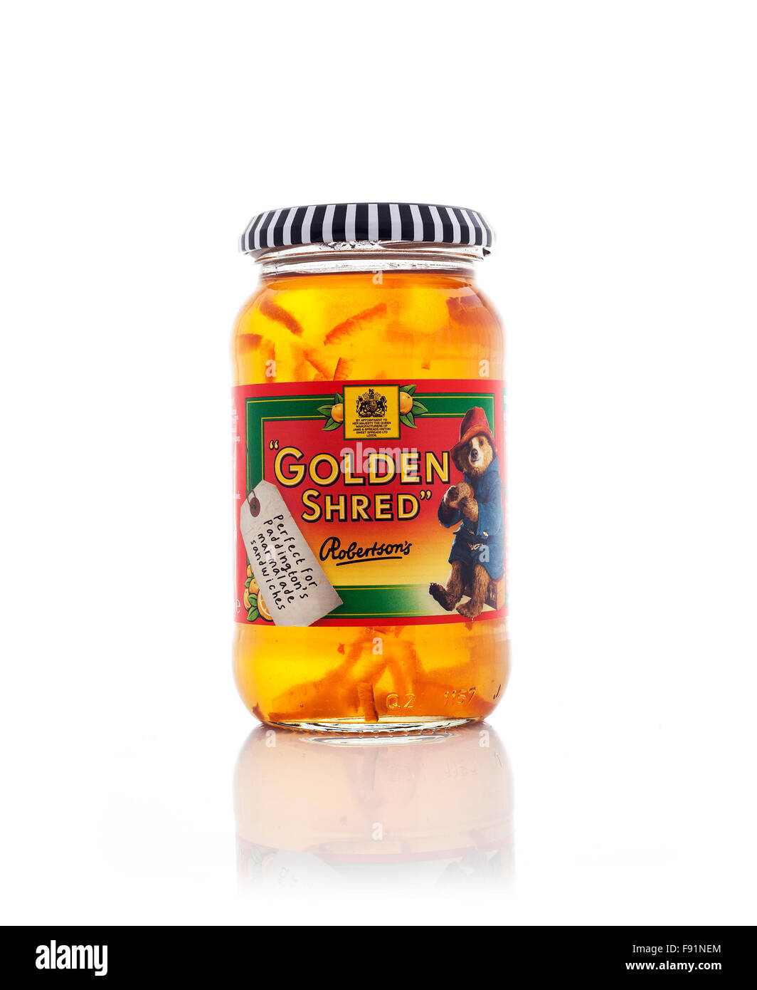 Jar Of Robertsons Golden Shred Marmalade on a White Background Stock Photo