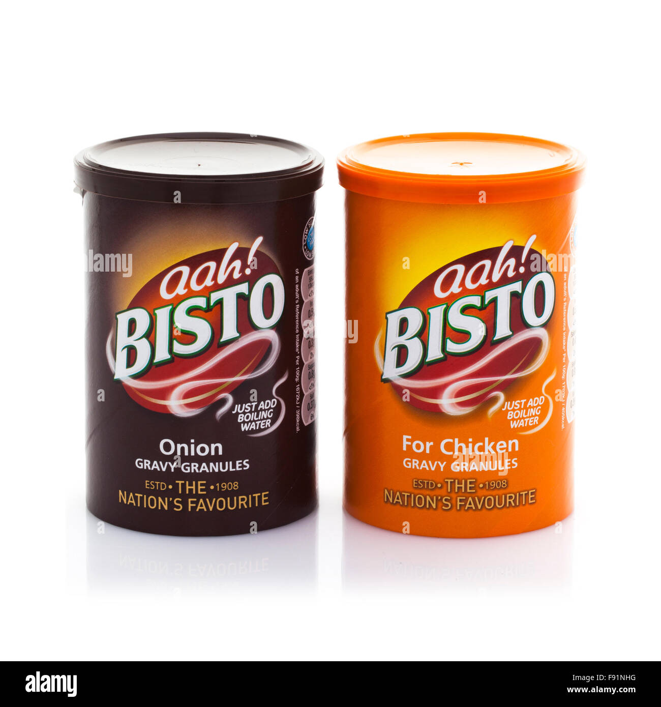 BISTO Onion And Chicken gravy granules. Developed in 1908 by Mr Roberts and Mr Patterson Stock Photo