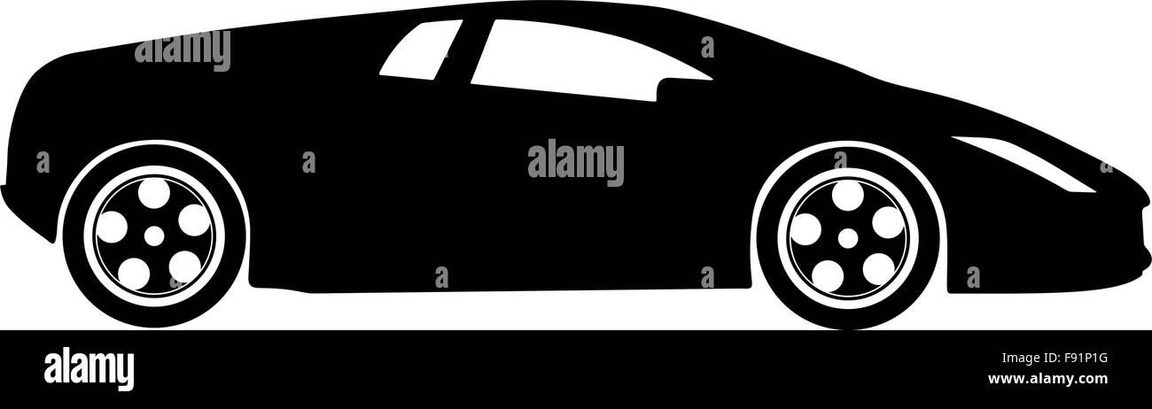 Black silhouette on a sport car. Vector illustration. Stock Vector