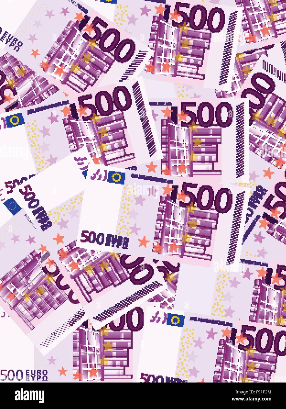 Background from a five hundred euro banknotes. Vector illustration. Stock Vector