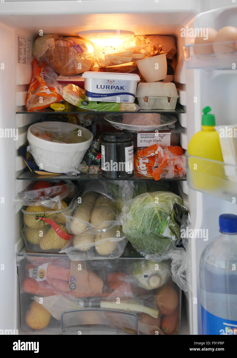 Domestic fridge overstocked with food Stock Photo 91623190 Alamy