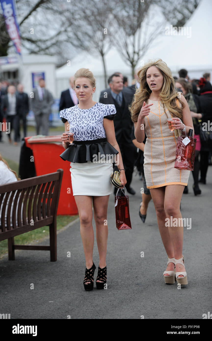 The Grand National Festival on Ladies Day. Stock Photo