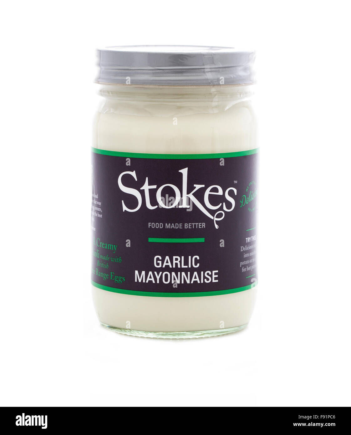 Jar Of Stokes Garlic Mayonnaise On A White Background Stock Photo Alamy
