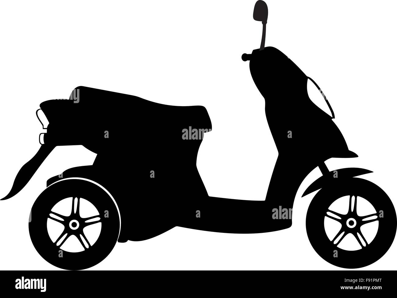 Black silhouette on a scooter. Vector illustration. Stock Vector