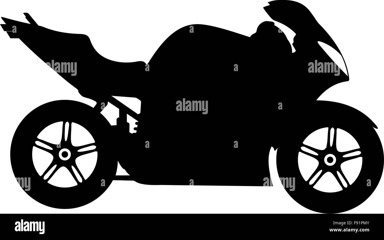 Black silhouette on a motorcycle. Vector illustration. Stock Vector