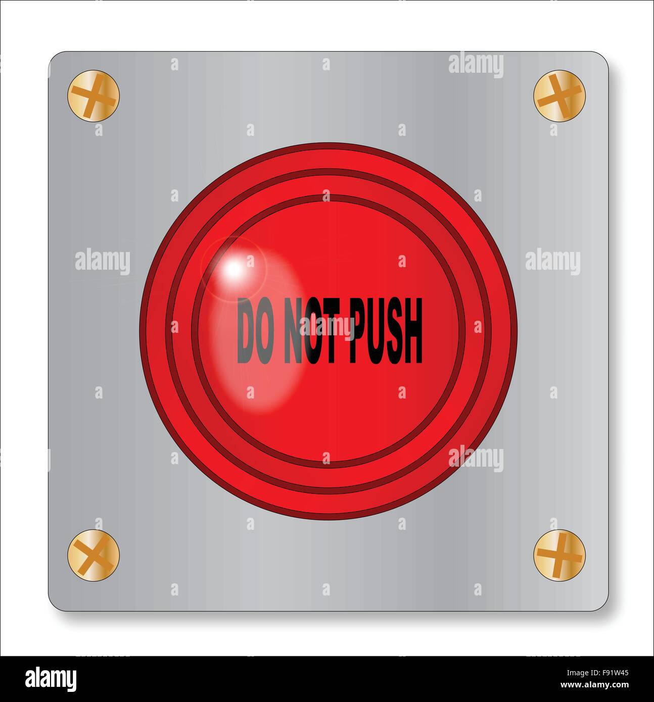 The big red emergency do not push button on a white background Stock Vector