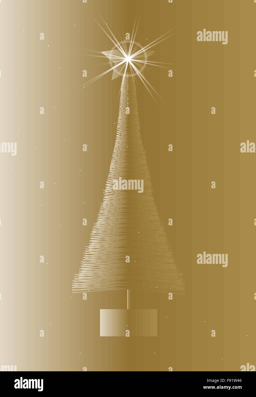 A Golden Artificial Christmas Tree With Star And Sparkles A Golden Artificial Christmas Tree With Star And Sparkles