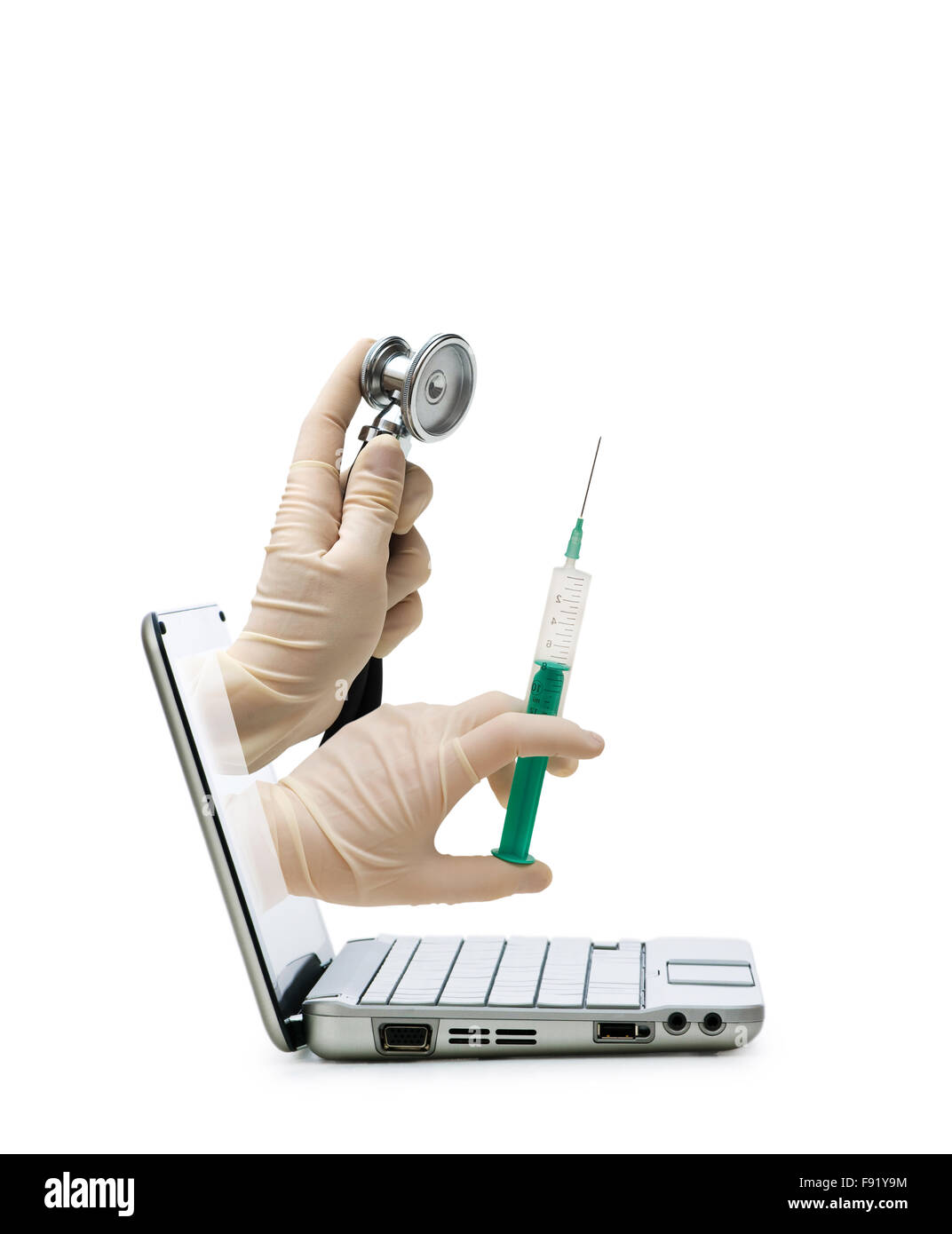 Computer Screening Health Doctor from computer screen - Healthcare or computer security concept ...