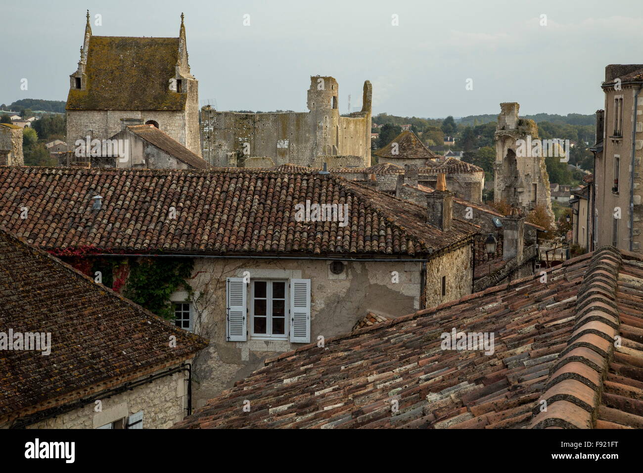 Old tiled rooves at Chauvigny, Vienne, Poitou-Charentes,  France Stock Photo
