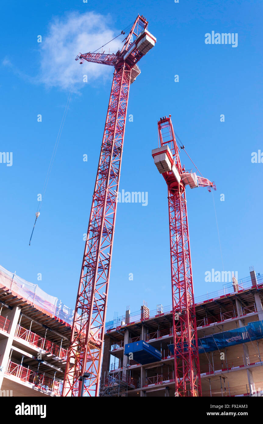 Large cranes on construction site, Stratford, Newham Borough, London, Greater London, England, United Kingdom Stock Photo