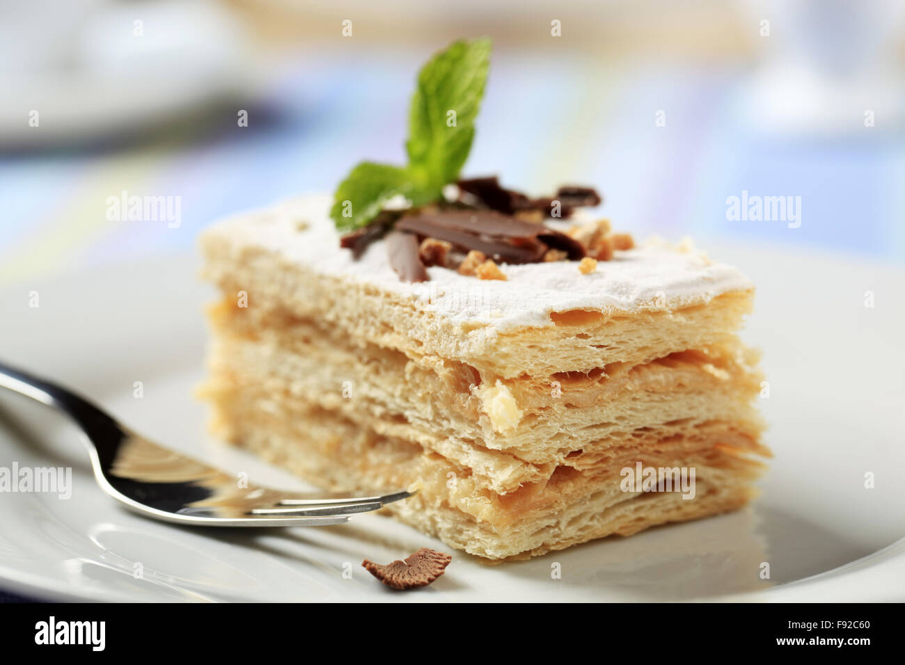 Mille-feuille pastry dusted with powdered sugar Stock Photo