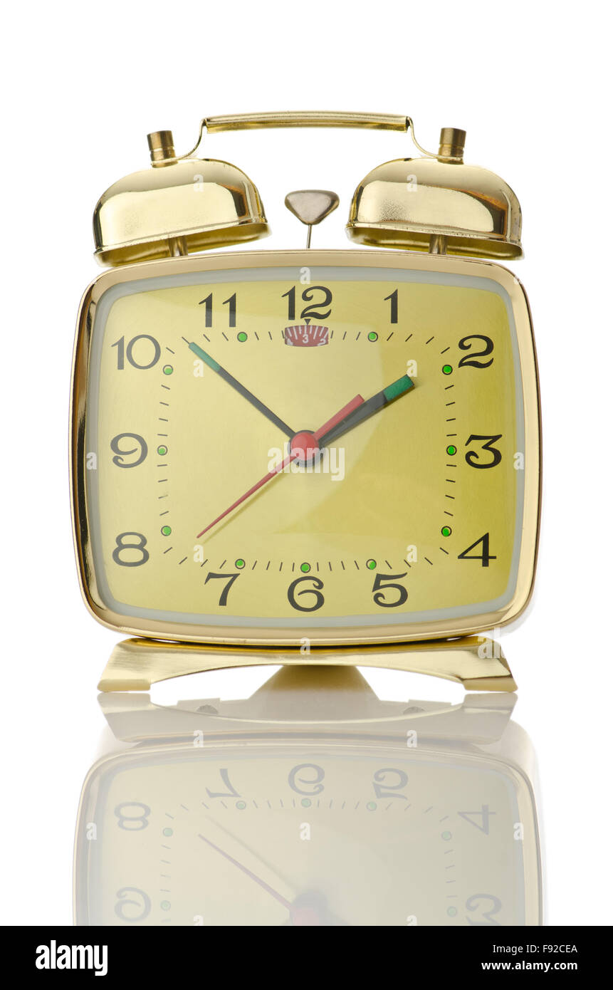 Alarm clock isolated on white Stock Photo - Alamy