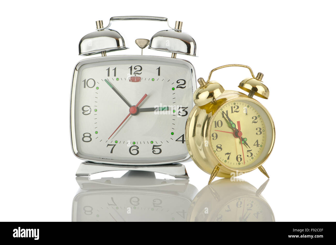 Alarm clock isolated on white Stock Photo - Alamy