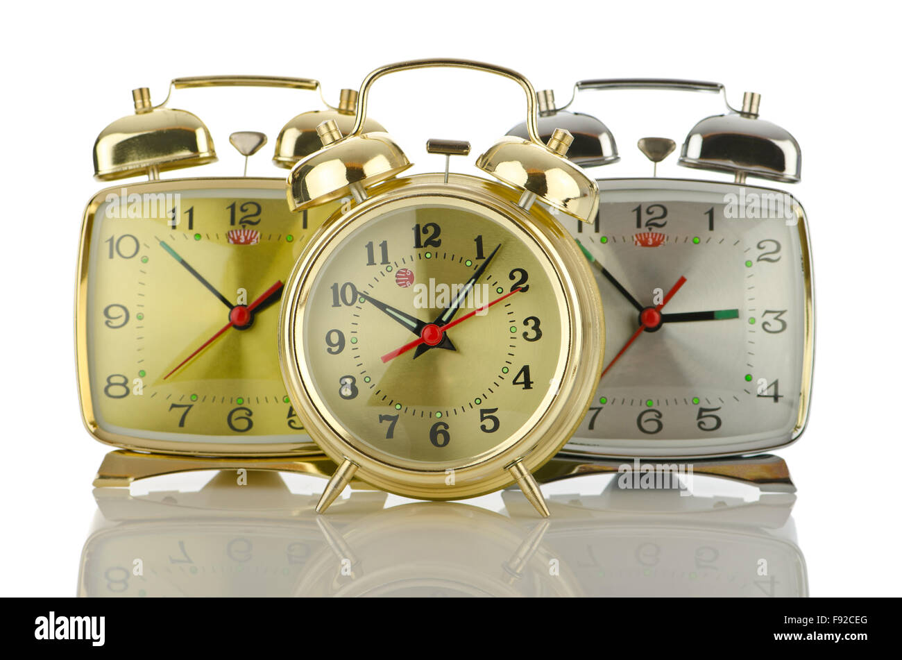 Alarm clock isolated on white Stock Photo - Alamy