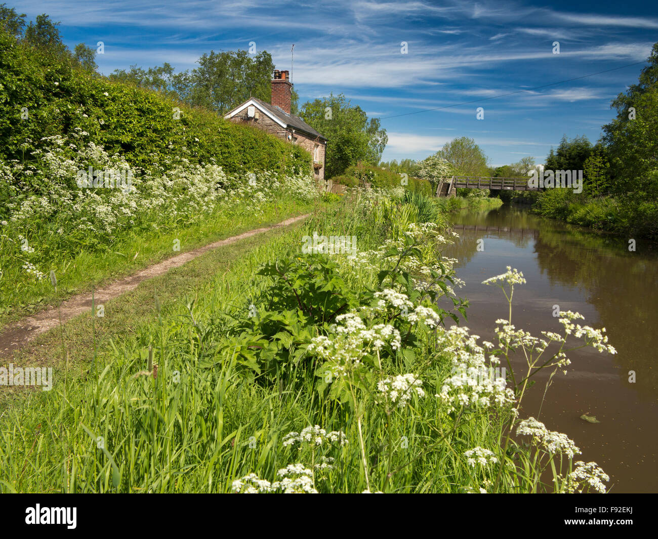 UK, England, Cheshire, Gawsworth, Fools Nook, Macclesfield Canal towpath Stock Photo