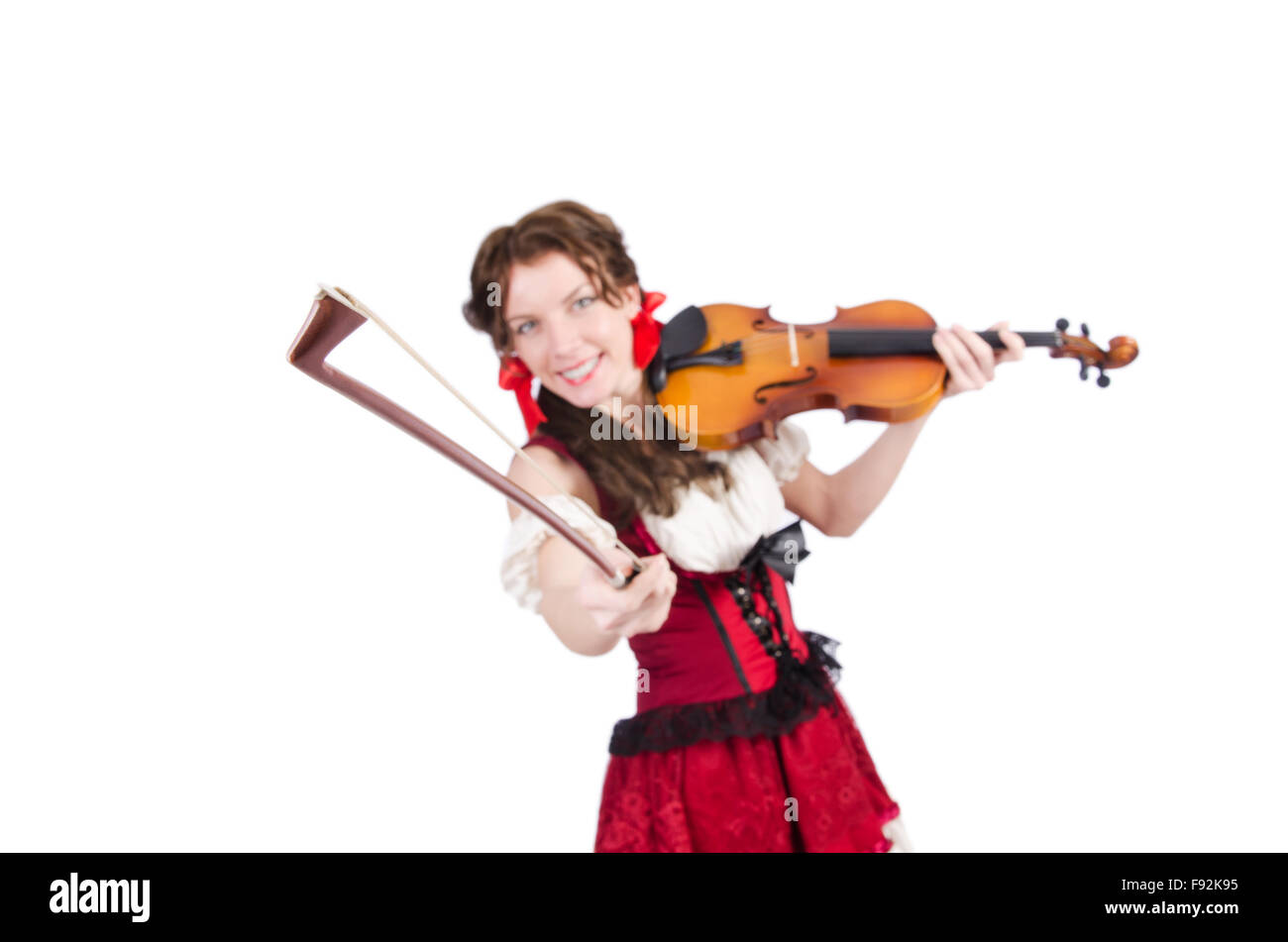 Woman with violin isolated on white Stock Photo - Alamy