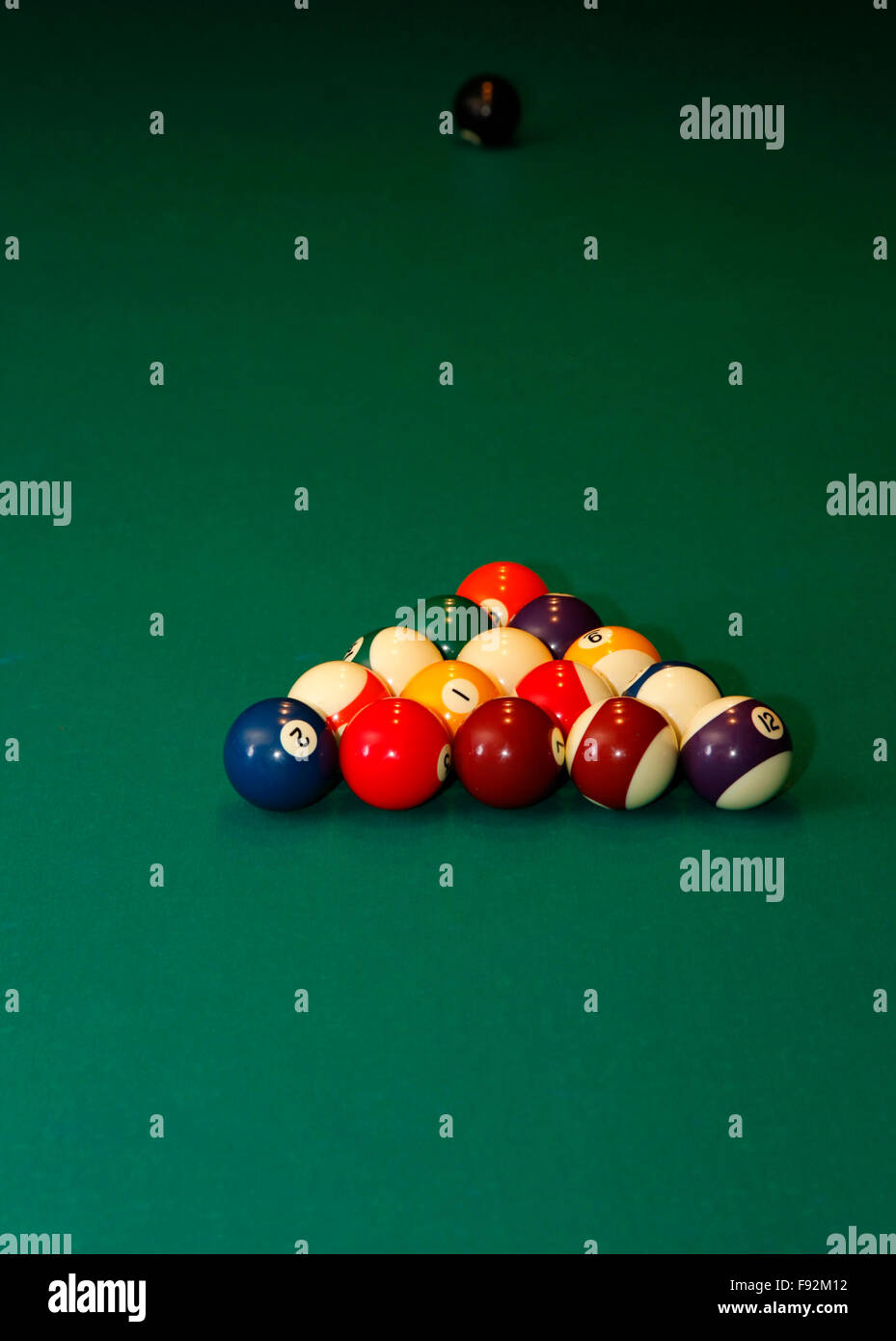 Billiard balls, ready for the break Stock Photo Alamy