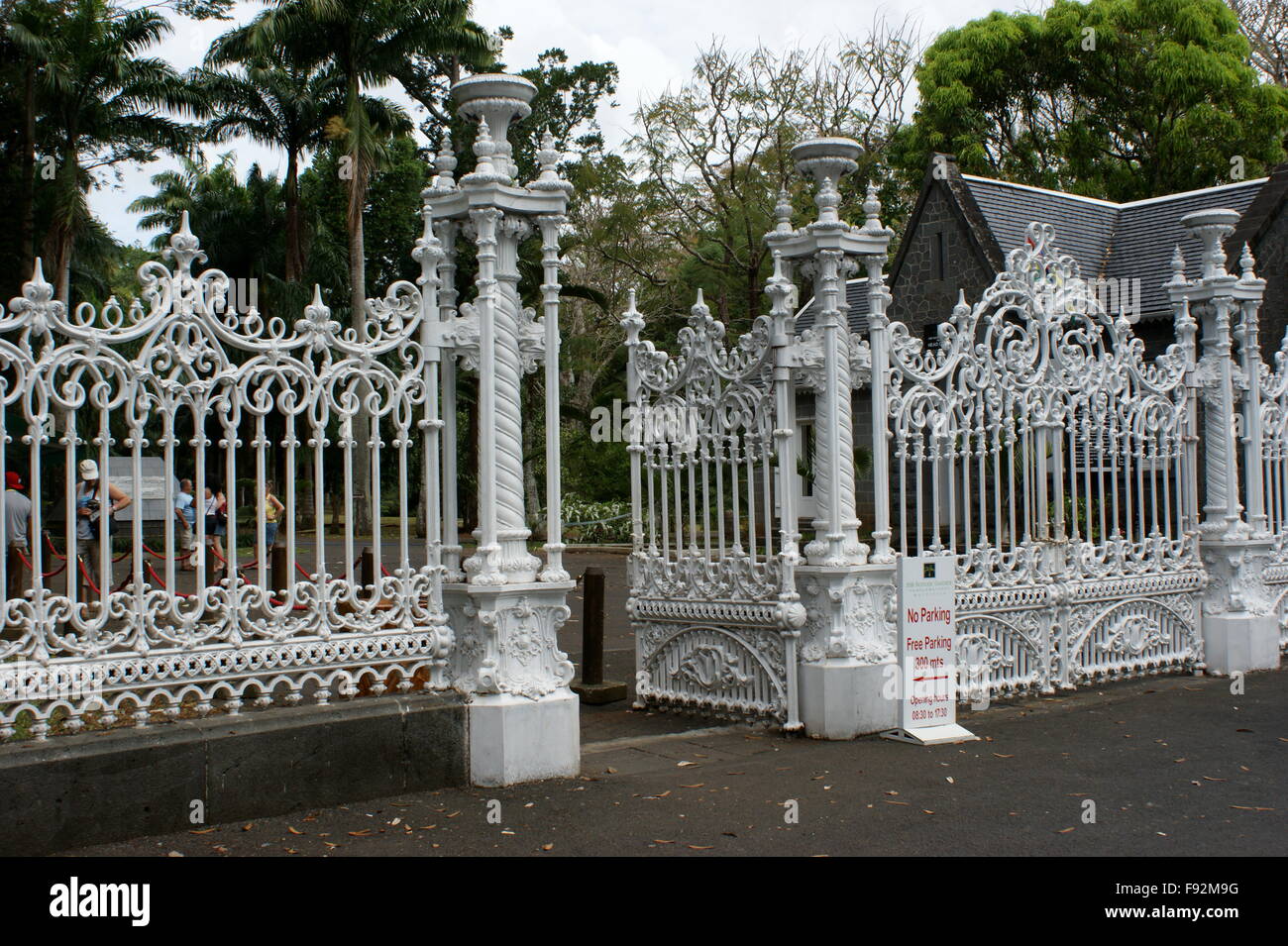Gateway to the Pamplemousses Botanical Garden. Stock Photo