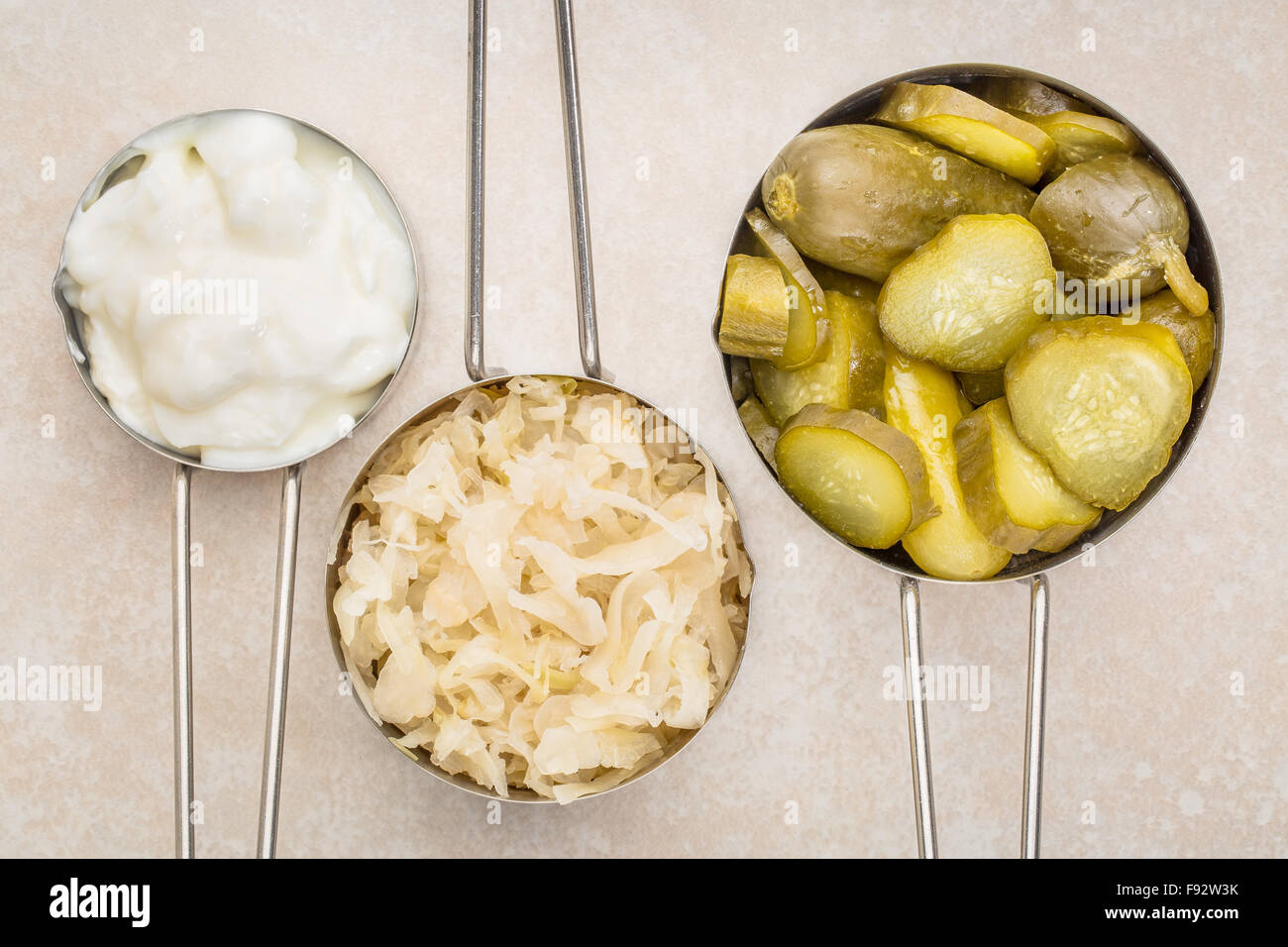 sauerkraut, cucumber pickles and yogurt popular probiotic fermented