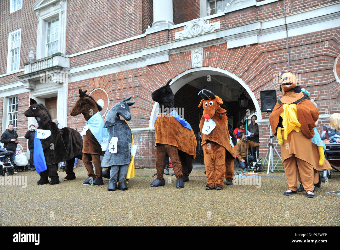 Greenwich, London, UK. 13th December 2015. The annual Pantomime Horse ...