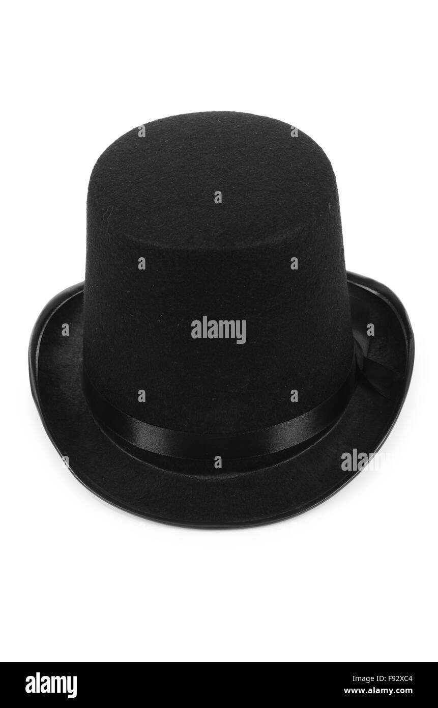 Black tophat top hat isolated on the white Stock Photo - Alamy