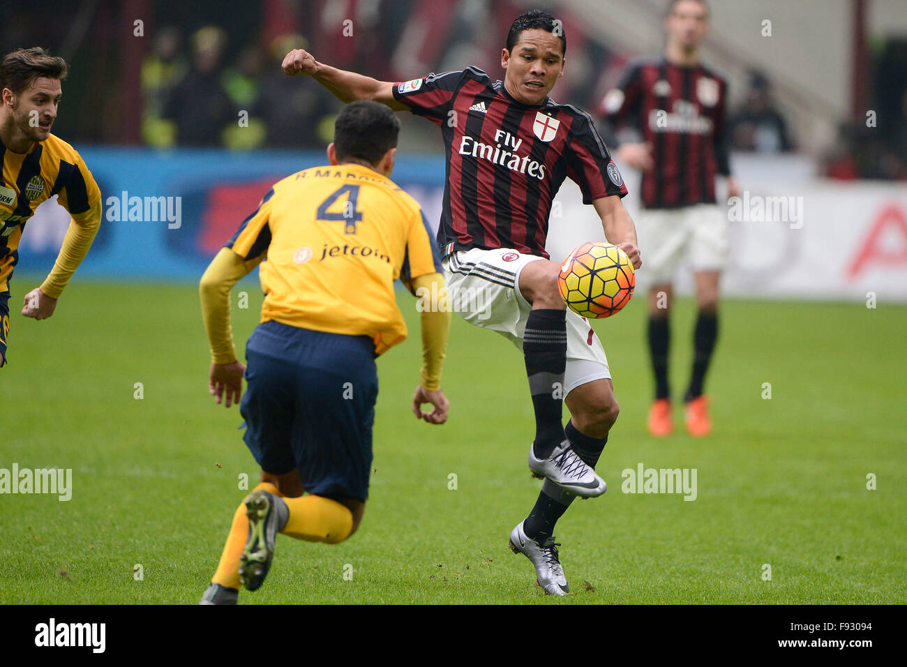 Milan, Italy. 13th Dec, 2015. Carlos Bacca Milan Milano 13-12-2015 Stadio Giuseppe Meazza - Football  Serie A Milan - Hellas Verona. Credit:  Insidefoto/Alamy Live News Stock Photo