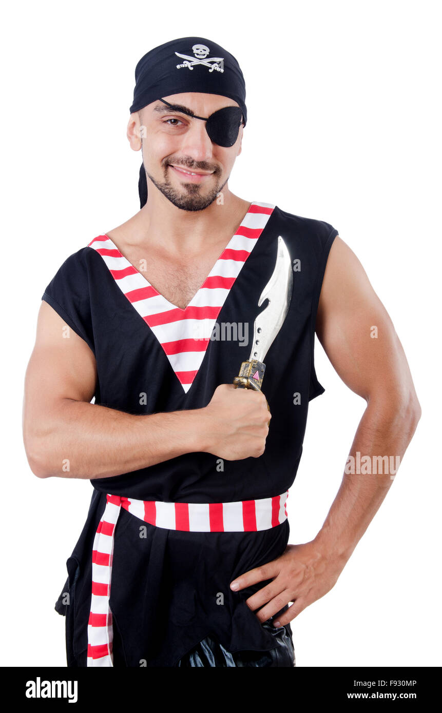 One eyed pirate isolated on the white Stock Photo Alamy