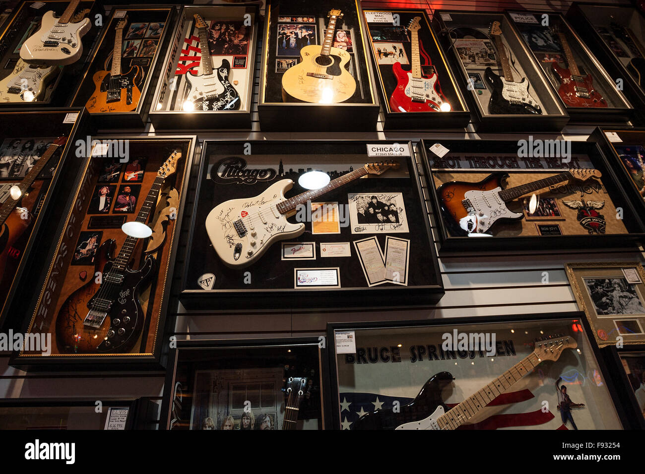 Guitars with autographs of various famous musicians, Caesars Palace