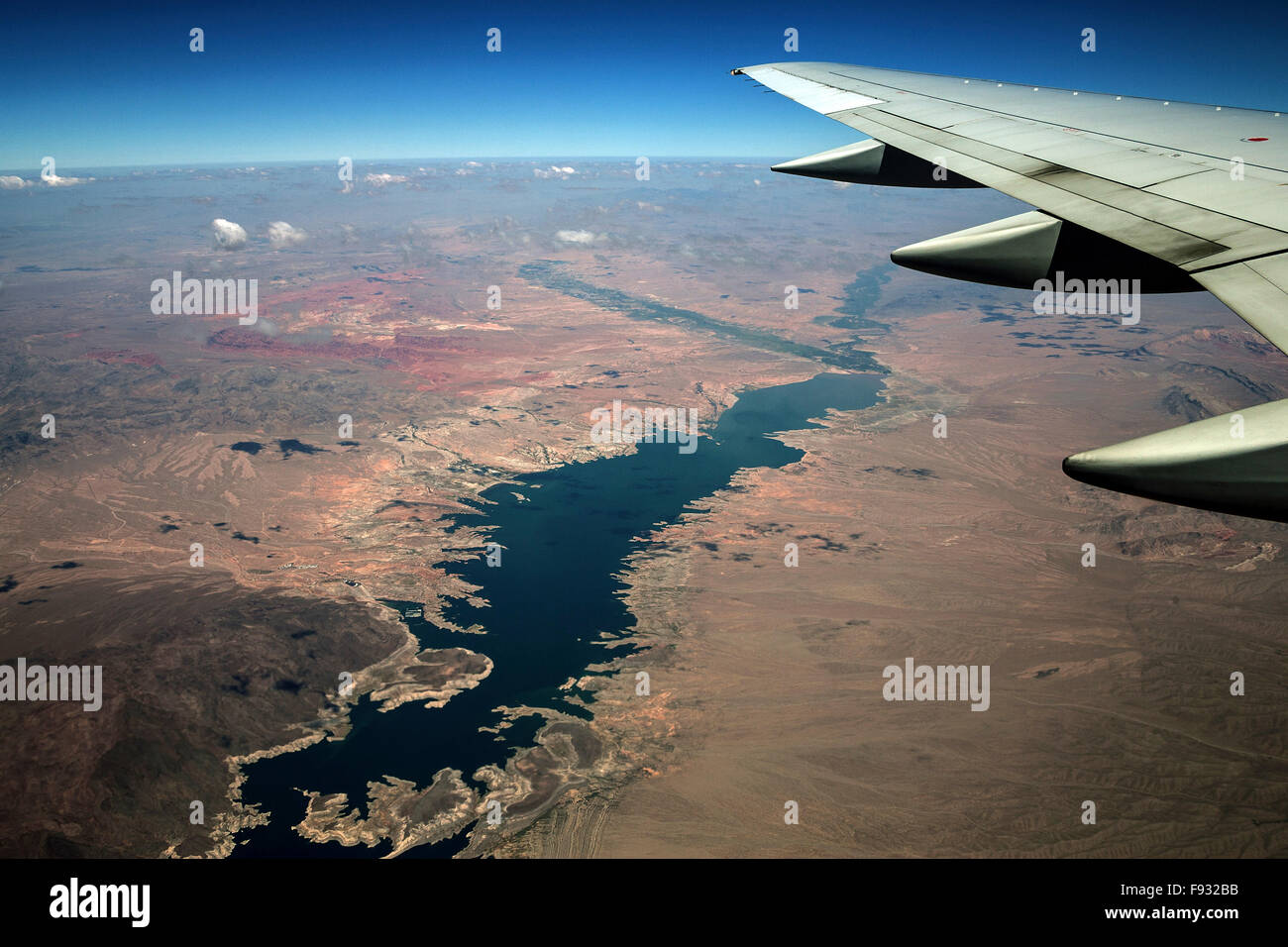 Lake Mead, view from plane, Nevada, USA Stock Photo Alamy