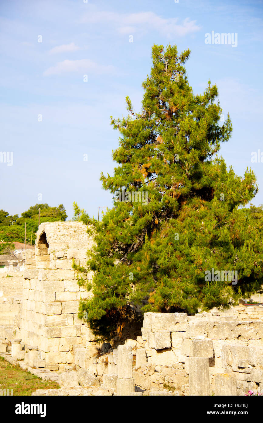 Archaeological Dig Site at the Apollo Temple, Corinth, Greece. Stock Photo