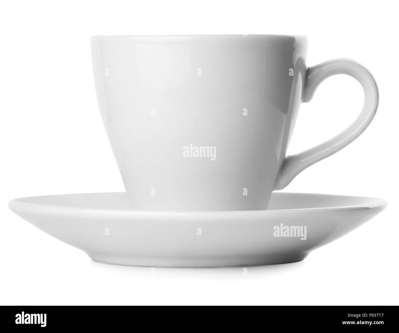 White cup with saucer for coffee isolated on white background Stock ...