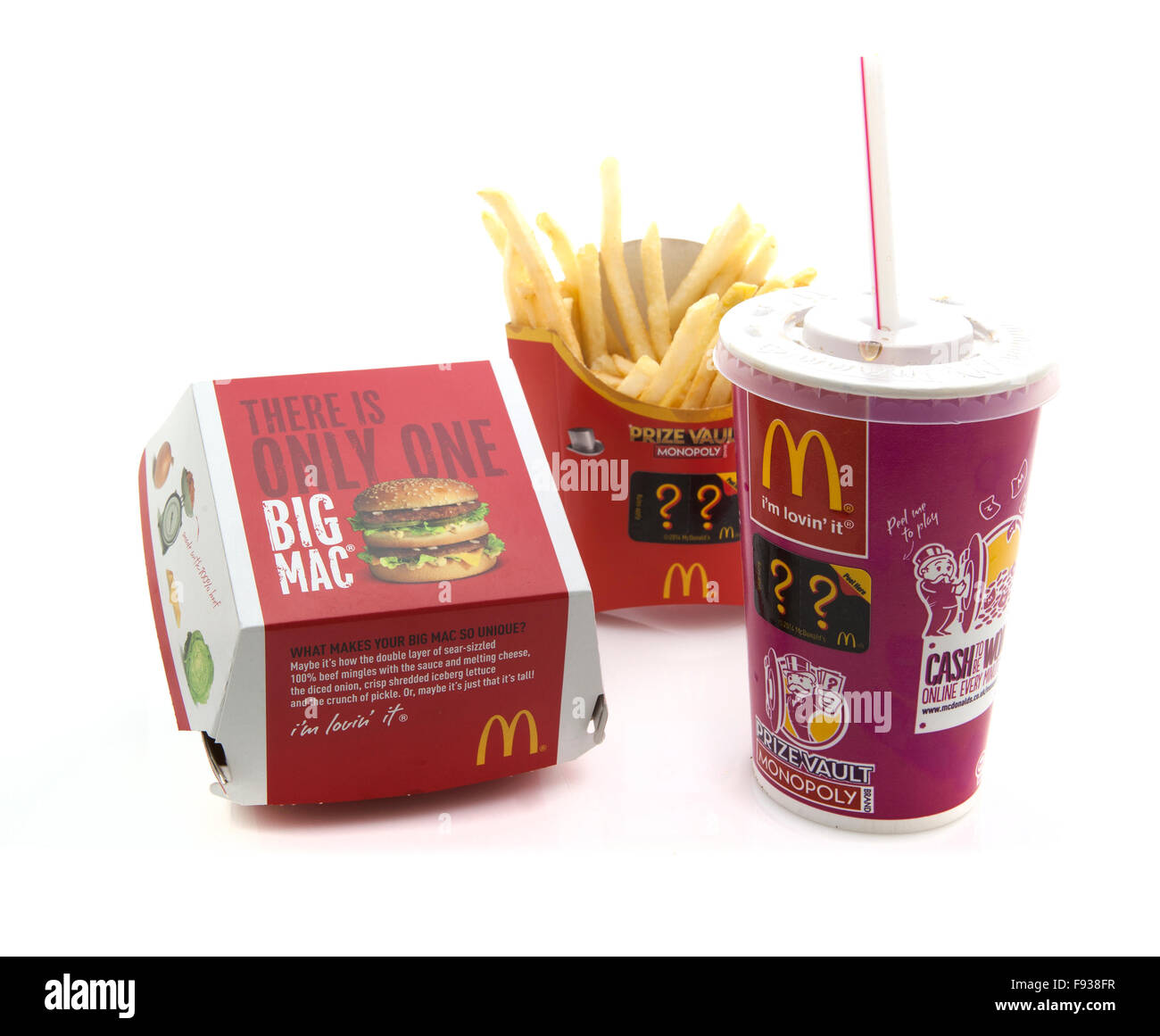 McDonalds Big Mac Meal on a white background Stock Photo