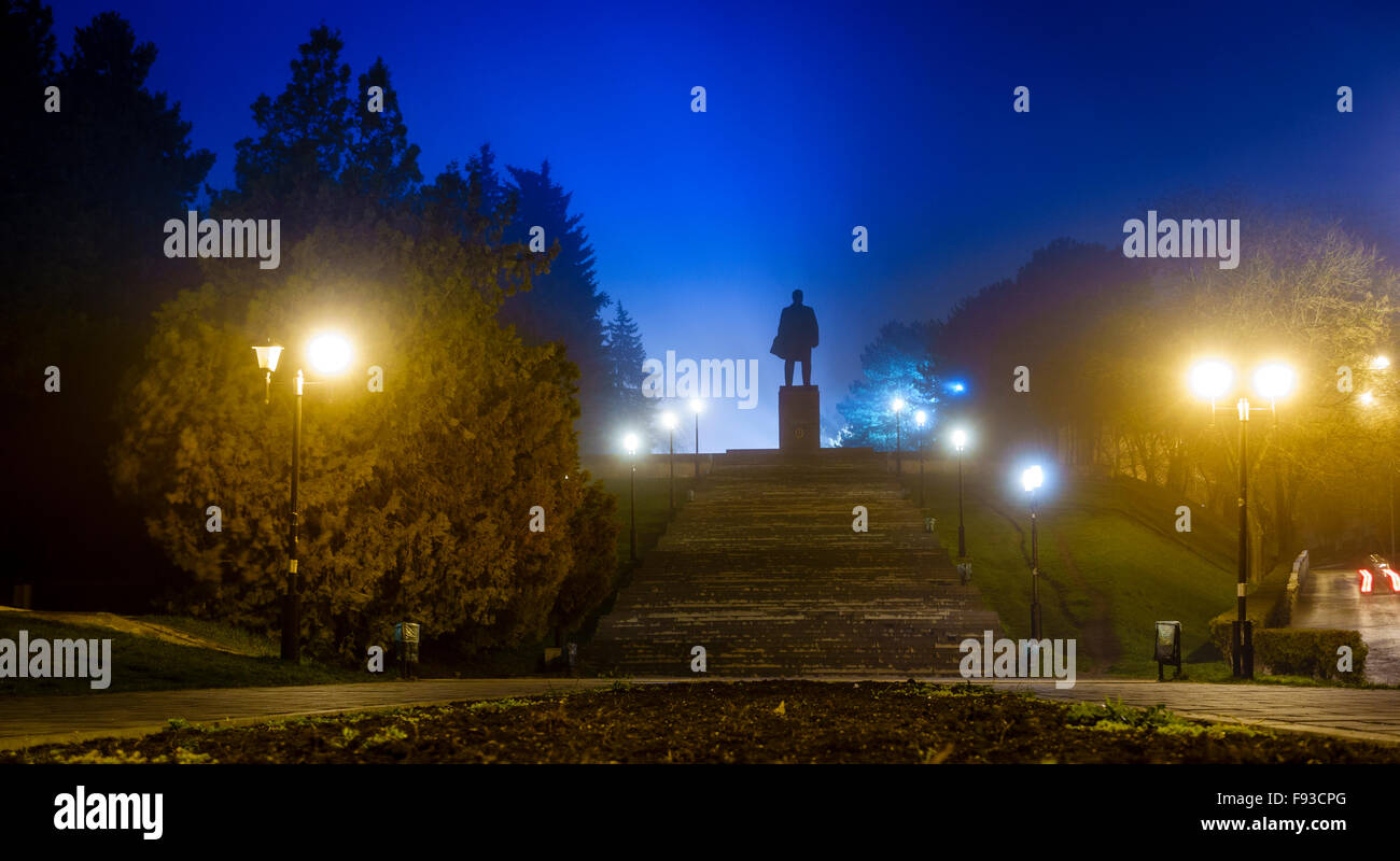 Nighttime image of Lenin monument in Pyatigorsk, Russia Stock Photo