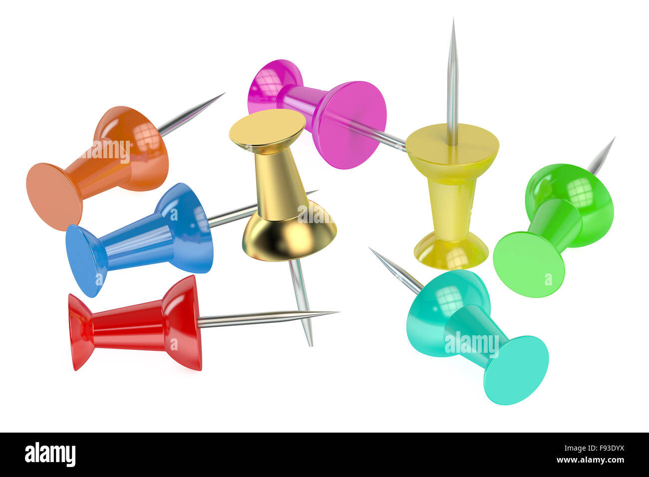 Push Pins isolated on white background Stock Photo - Alamy
