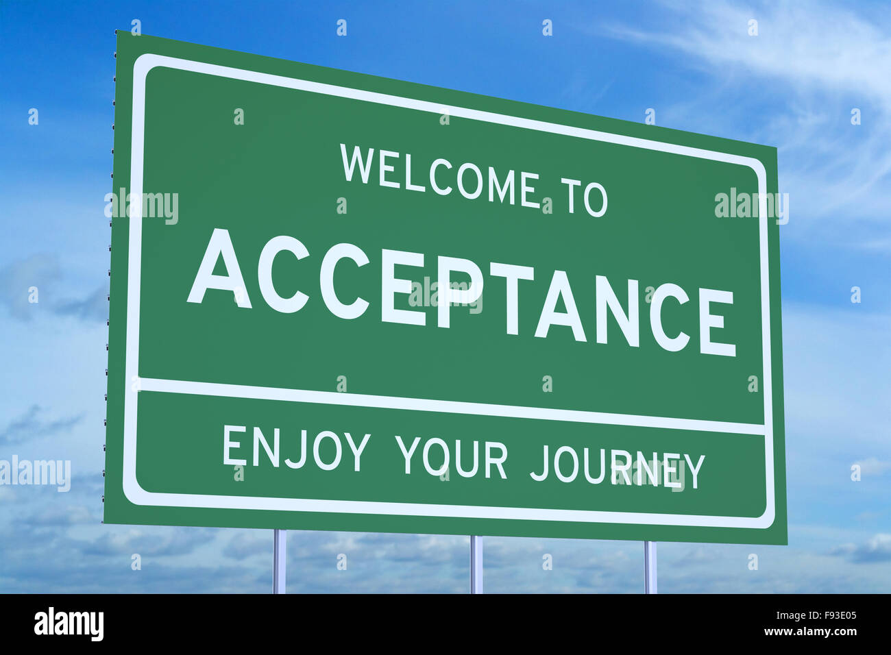 Welcome to Acceptance concept concept  on road billboard Stock Photo