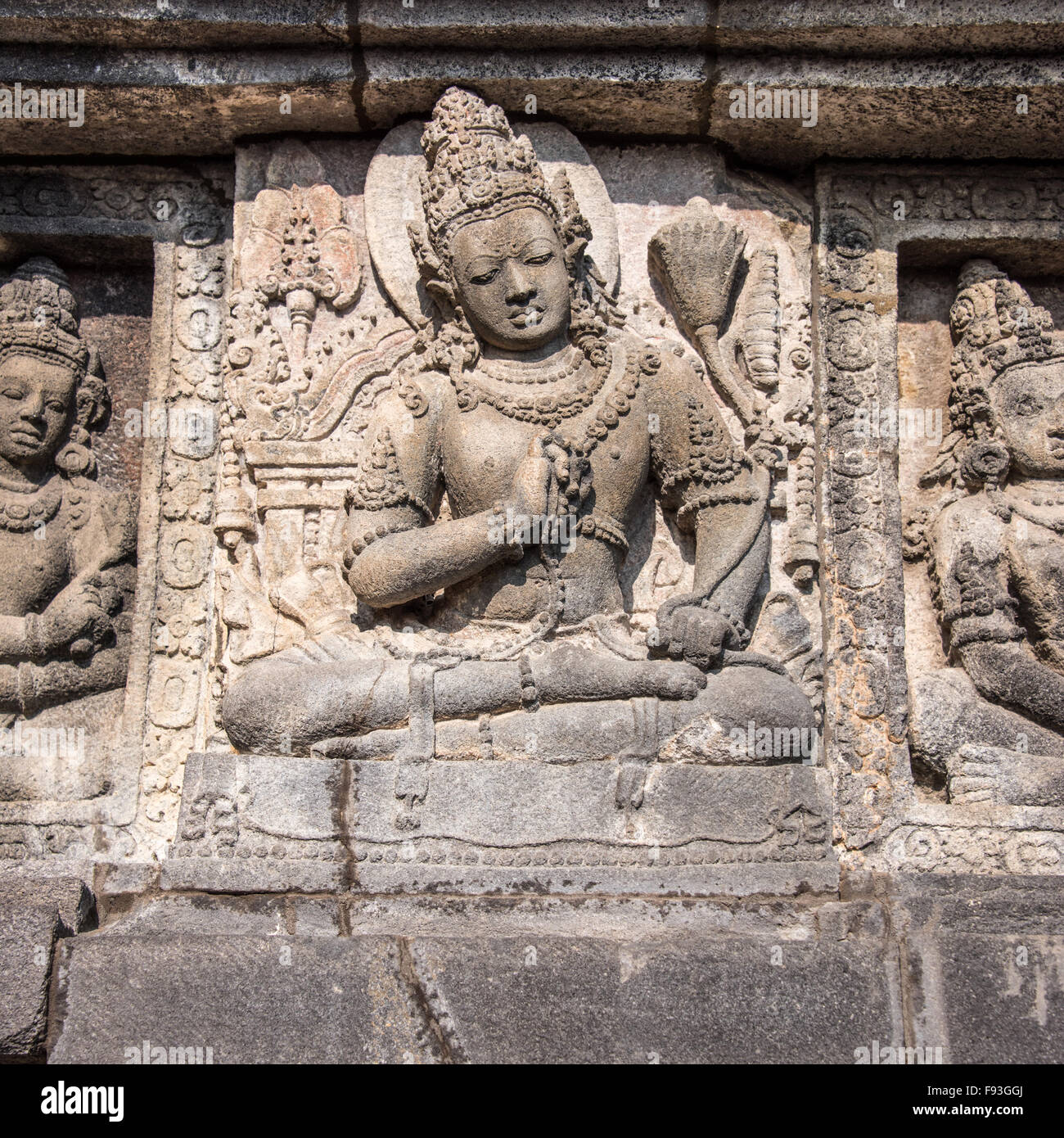 Stone Carvings at Prambanan Hindu Temples, Jave, Indonesia Stock Photo ...